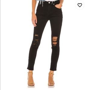 Nwot Revolve High Waisted Distressed Black Jeans - image 1